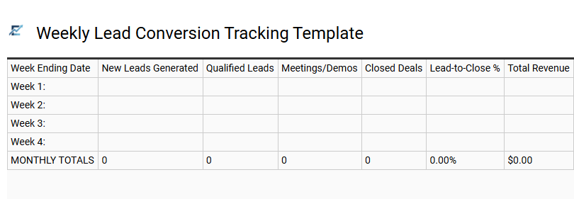 Weekly Lead Conversion Tracking Template