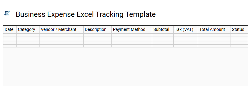 Business Expense Excel Tracking Template