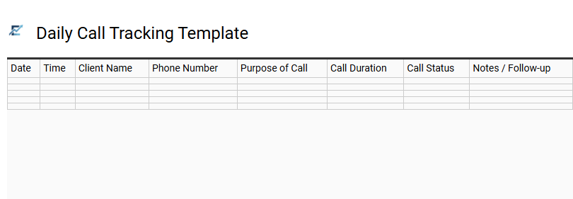 Daily Call Tracking Template