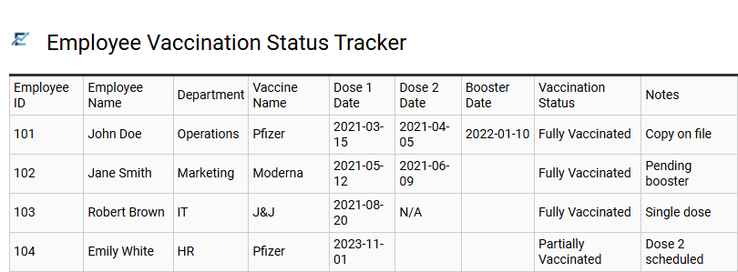 Comprehensive Immunization Record and Vaccination Tracking Spreadsheet for Excel