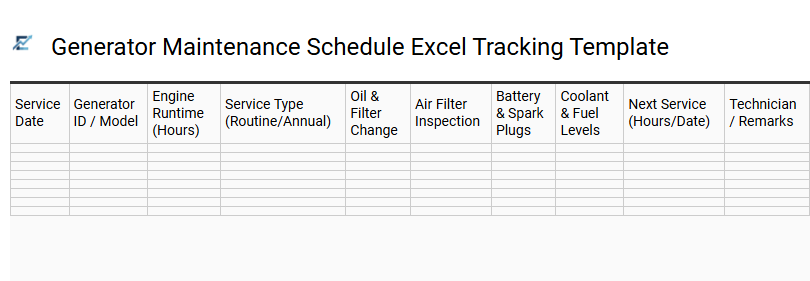 Generator Maintenance Schedule Excel Tracking Template