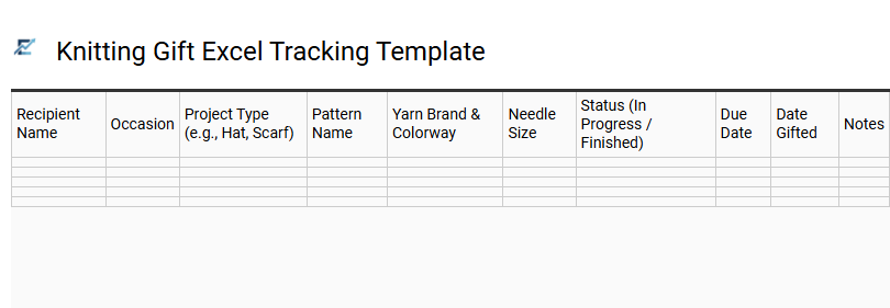 Knitting Gift Excel Tracking Template