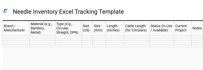 Needle Inventory Excel Tracking Template