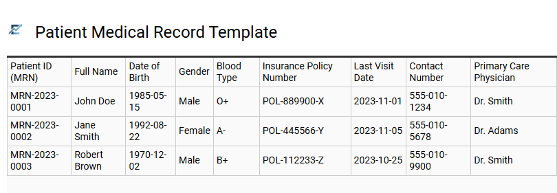 Patient Medical Record Template