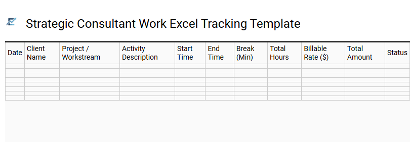 Strategic Consultant Work Excel Tracking Template