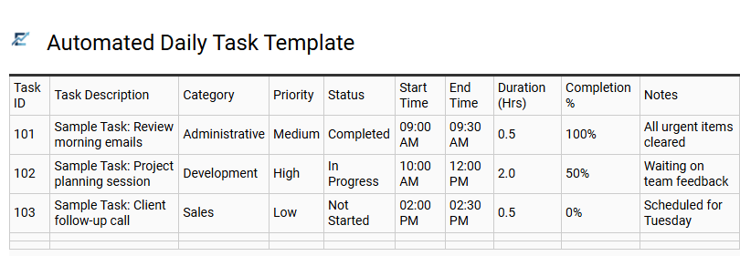 Automated Daily Task Template