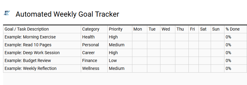 Automated Weekly Goal Tracker