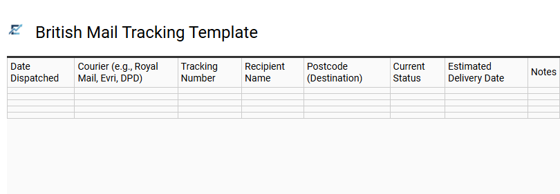 British Mail Tracking Template