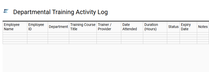 Departmental Training Activity Log