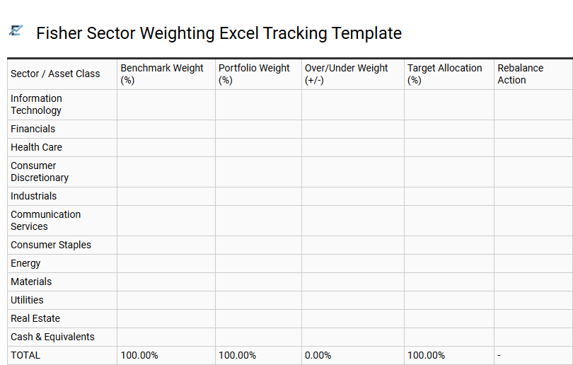 Fisher Sector Weighting Excel Tracking Template