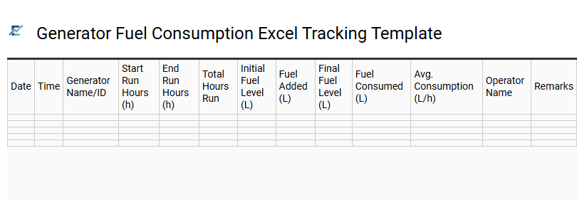 Generator Fuel Consumption Excel Tracking Template