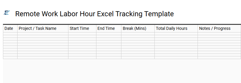 Remote Work Labor Hour Excel Tracking Template