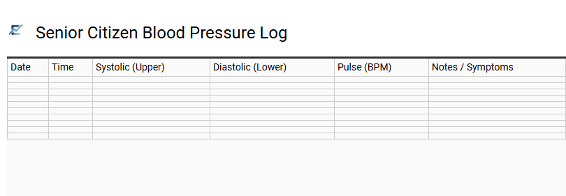 Senior Citizen Blood Pressure Log