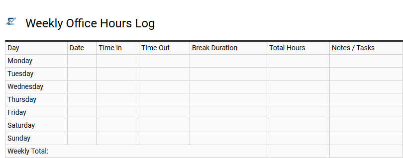 Weekly Office Hours Log