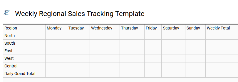 Weekly Regional Sales Tracking Template