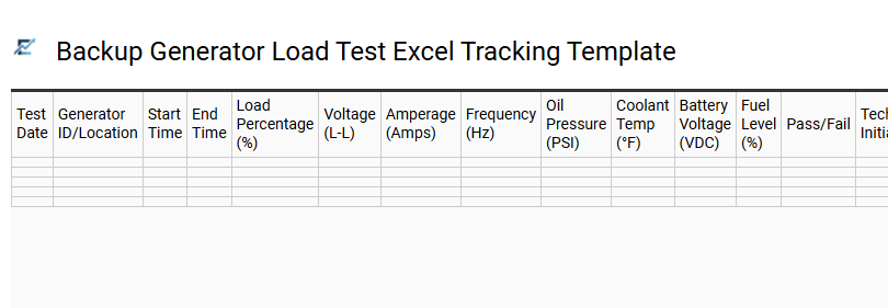 Backup Generator Load Test Excel Tracking Template