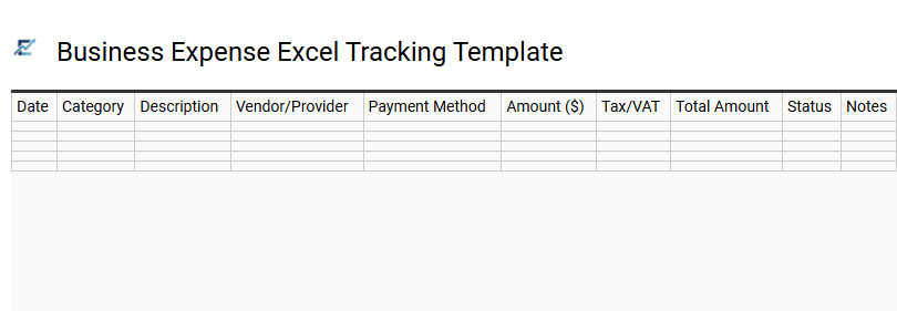 Business Expense Excel Tracking Template