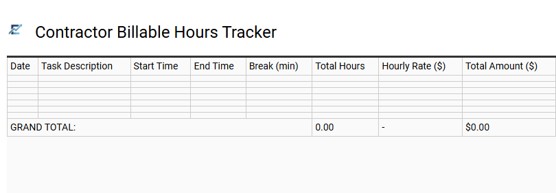 Contractor Billable Hours Tracker