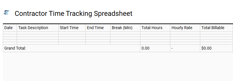 Contractor Time Tracking Spreadsheet
