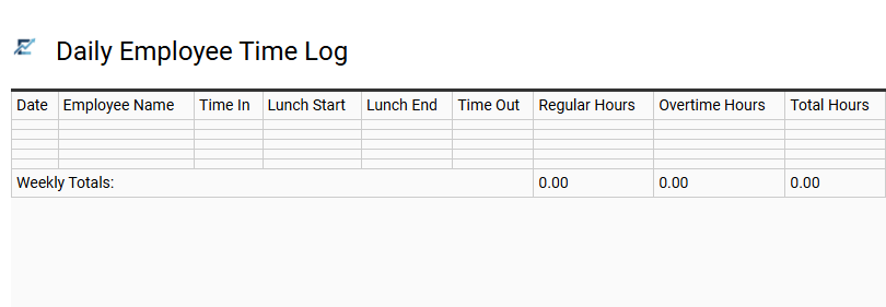 Daily Employee Time Log
