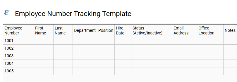 Employee Number Tracking Template