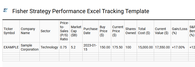 Fisher Strategy Performance Excel Tracking Template