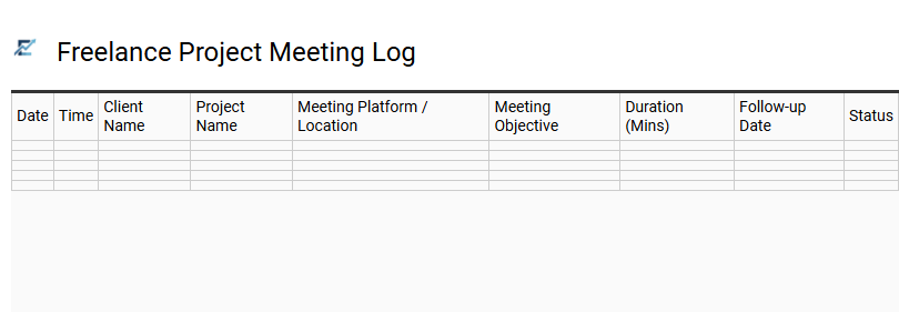 Freelance Project Meeting Log