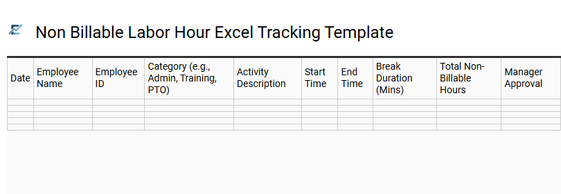 Non Billable Labor Hour Excel Tracking Template