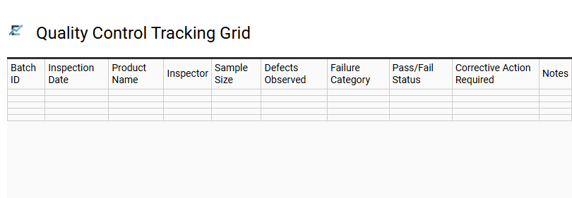 Quality Control Tracking Grid