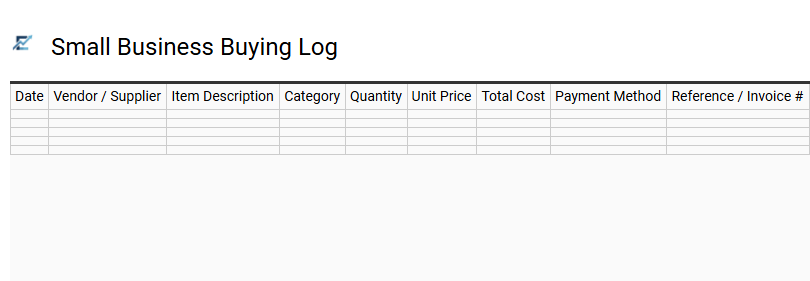 Small Business Buying Log