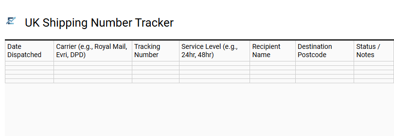 Professional UK Shipment Tracking Management Excel Template