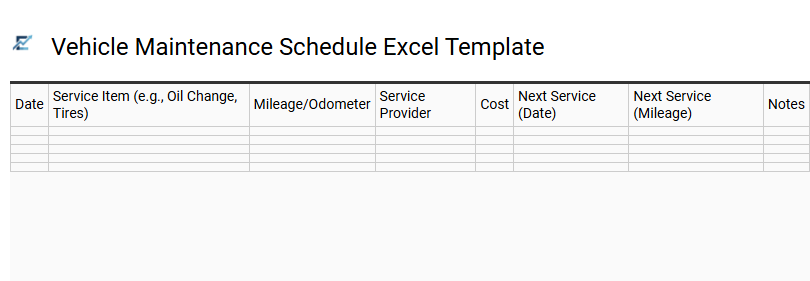 Vehicle Maintenance Schedule Excel Template