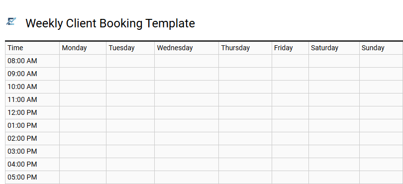 Weekly Client Booking Template