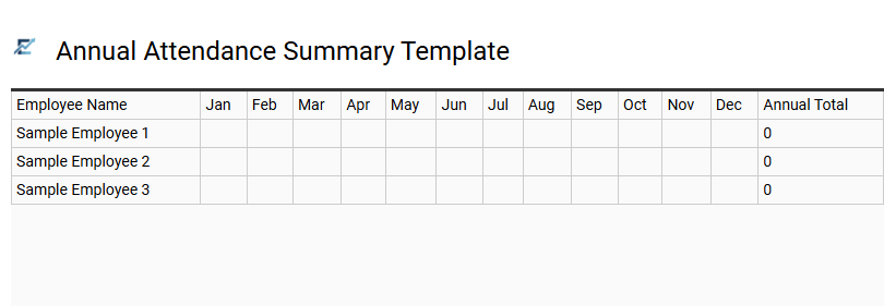 Annual Attendance Summary Template