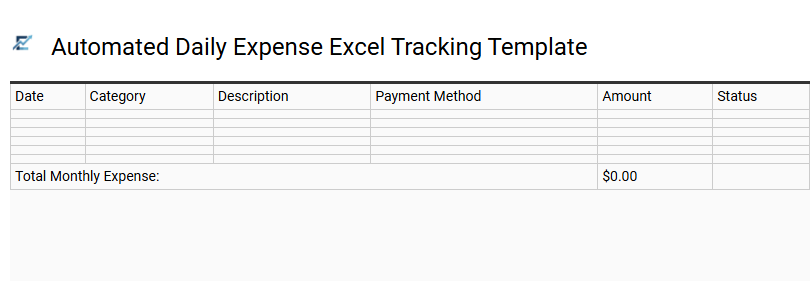 Automated Daily Expense Excel Tracking Template