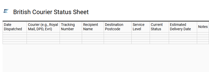 British Courier Status Sheet