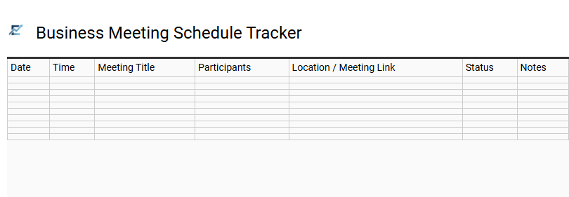 Business Meeting Schedule Tracker