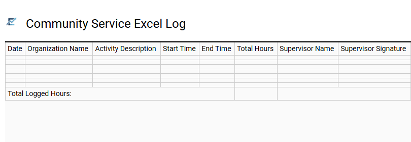 Community Service Excel Log