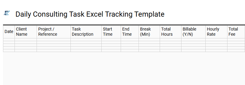 Daily Consulting Task Excel Tracking Template