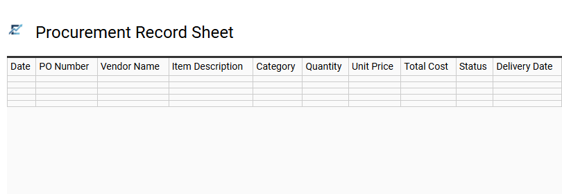Procurement Record Sheet