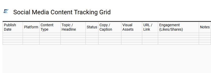 Social Media Content Tracking Grid