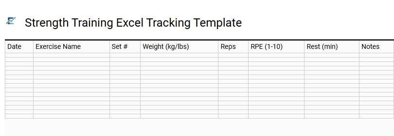 Strength Training Excel Tracking Template