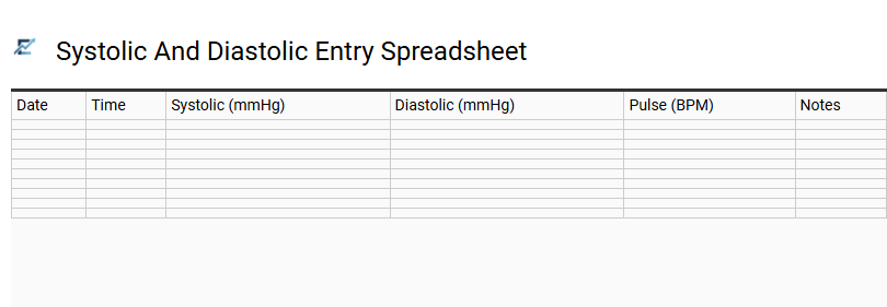 Systolic And Diastolic Entry Spreadsheet