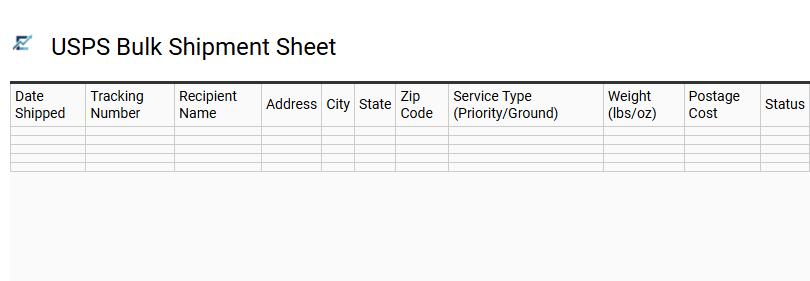 USPS Bulk Shipment Sheet