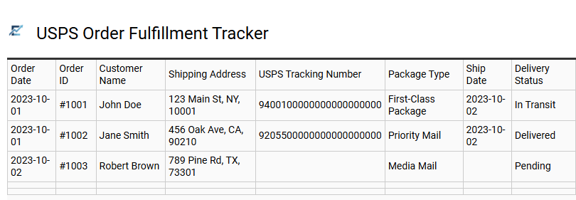 USPS Order Fulfillment Tracker