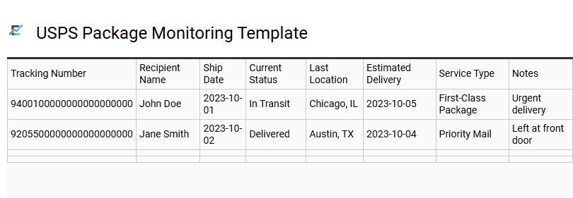 USPS Package Monitoring Template
