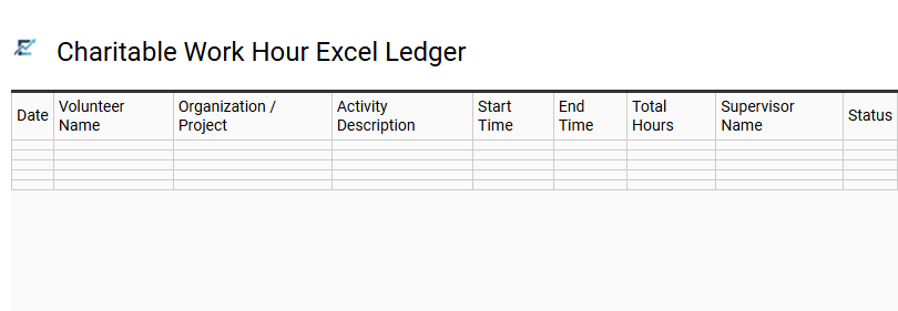 Charitable Work Hour Excel Ledger