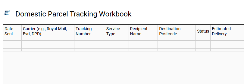 Domestic Parcel Tracking Workbook