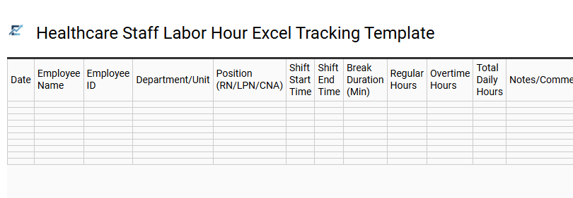 Healthcare Staff Labor Hour Excel Tracking Template