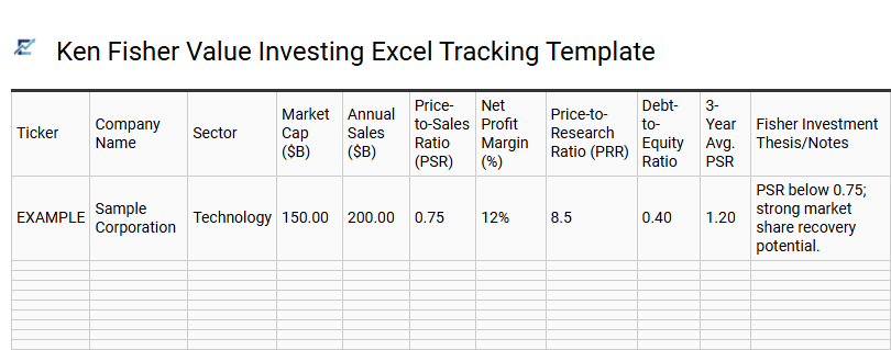 Ken Fisher Value Investing Excel Tracking Template
